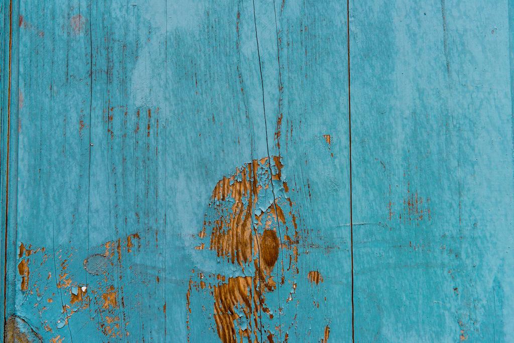 青色の背景に描かれた木の板 - 写真・画像