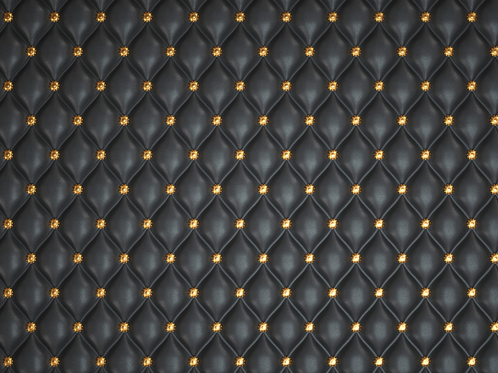 Fond en cuir noir avec boutons dorés
 - Photo, image
