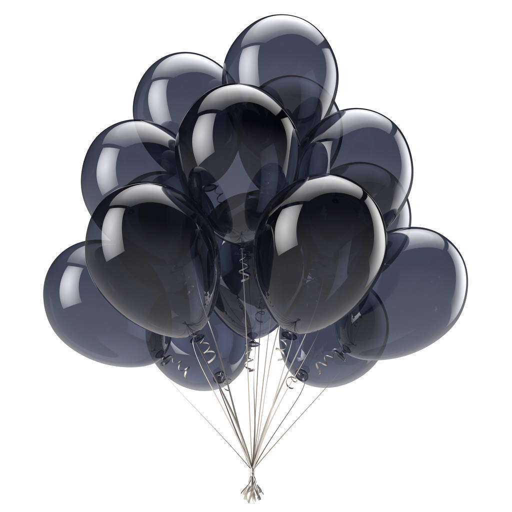 schwarzer Ballon Geburtstagsparty Dekoration glänzende Ballons Haufen - Foto, Bild