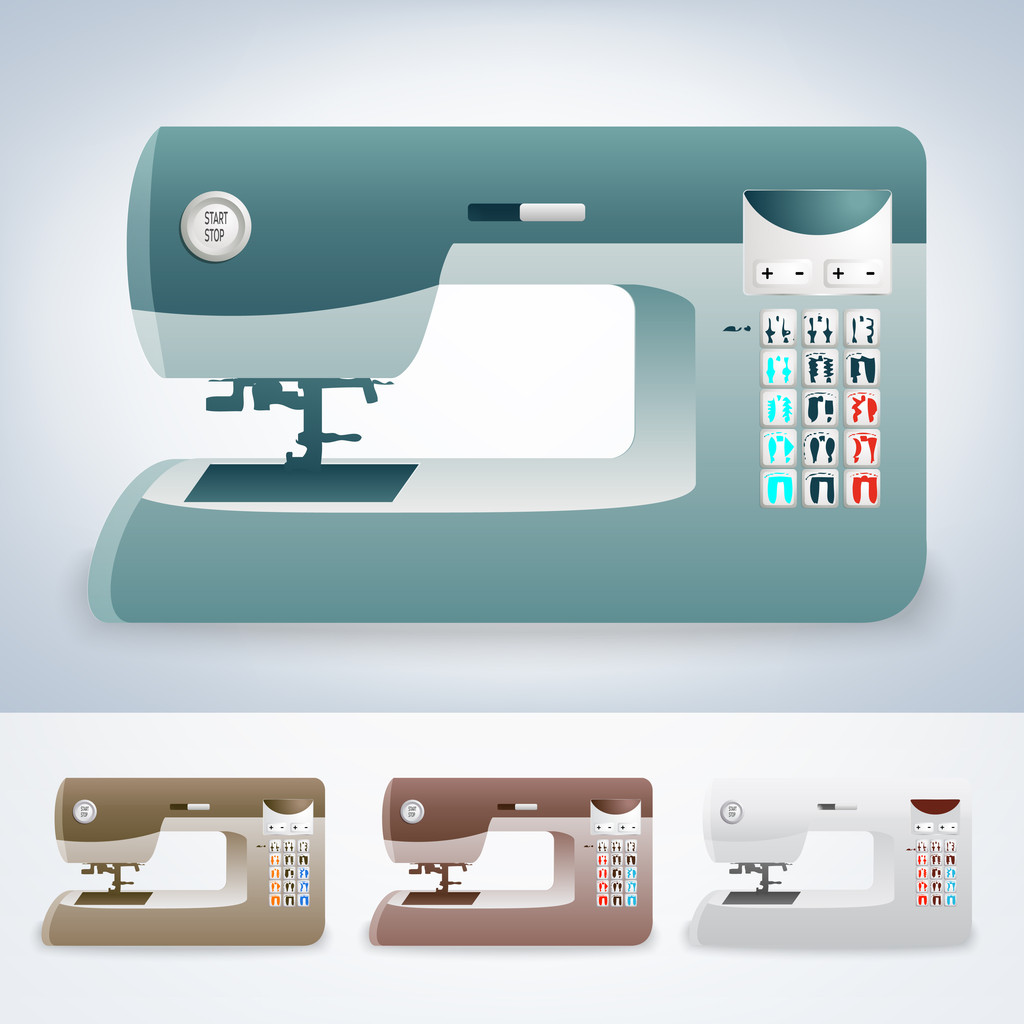 Colección de máquinas de coser modernas - ilustración vectorial
 - Vector, imagen