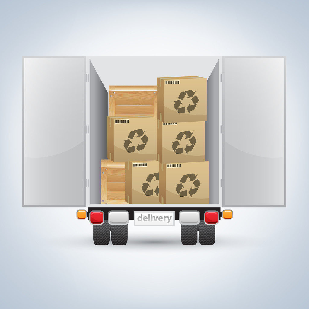 Lieferwagen mit Kisten - Vektorillustration - Vektor, Bild
