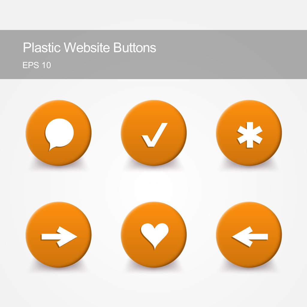 Plastik-Website-Buttons mit Symbolen - Vektor, Bild