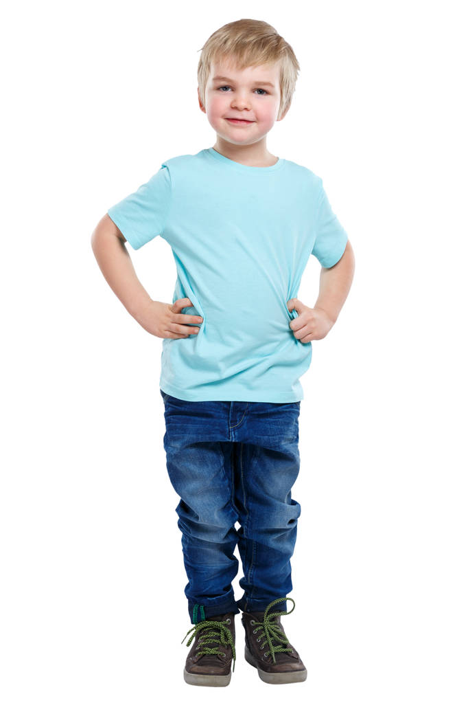 Criança criança menino loiro cabelo de corpo inteiro retrato isolado em w
 - Foto, Imagem