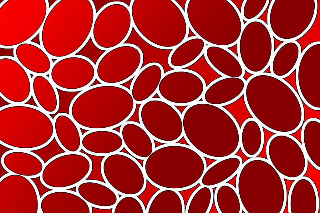 ovale Muster in Trendfarben, roter Hintergrund - Foto, Bild