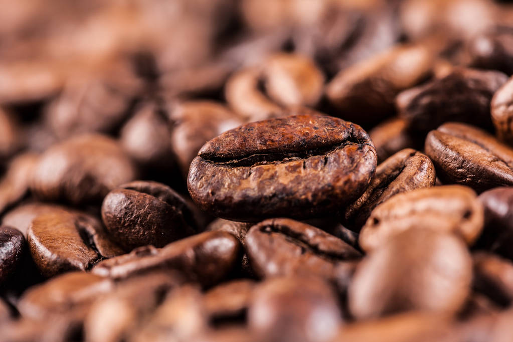 grãos de café torrados fundo, vista close-up
 - Foto, Imagem