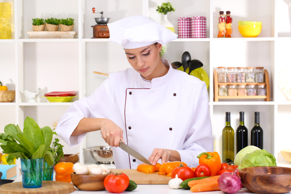fiatal nő szakács, főzés, konyha - Fotó, kép