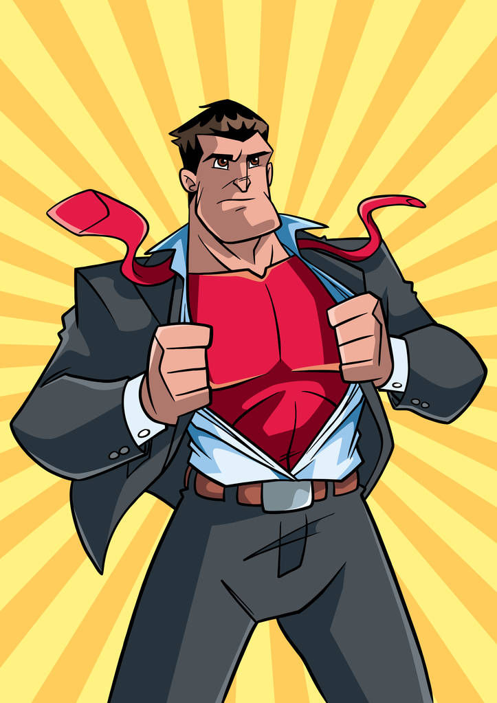 Superheld onder Cover pak en Ray licht achtergrond - Vector, afbeelding
