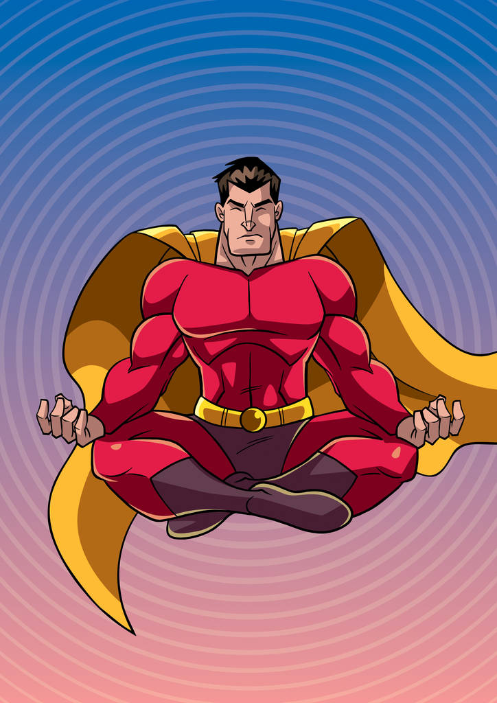 Superheld meditiert mit Hintergrund - Vektor, Bild