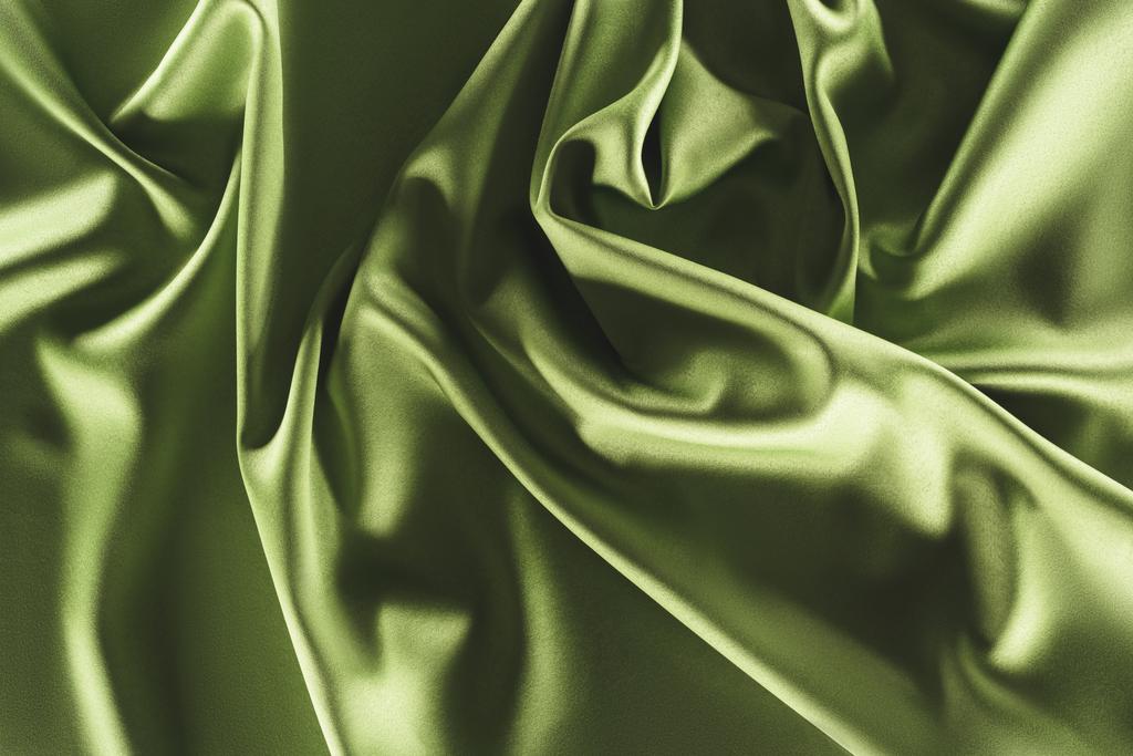 vista de cerca de tela de seda verde elegante como telón de fondo
 - Foto, Imagen