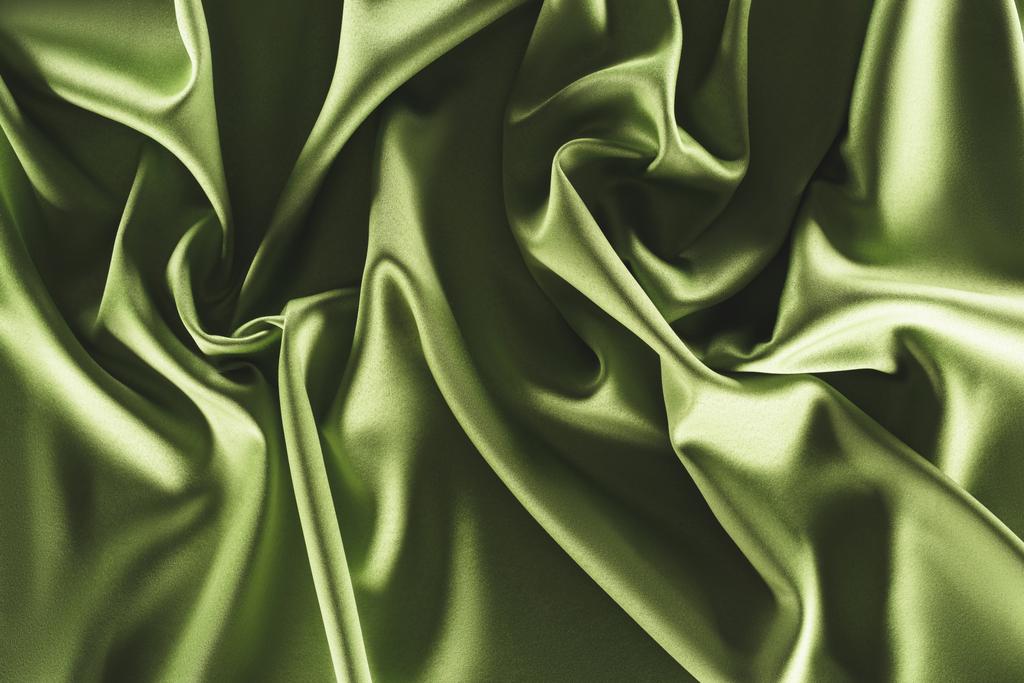 vista de cerca de tela de seda verde elegante como telón de fondo
 - Foto, Imagen