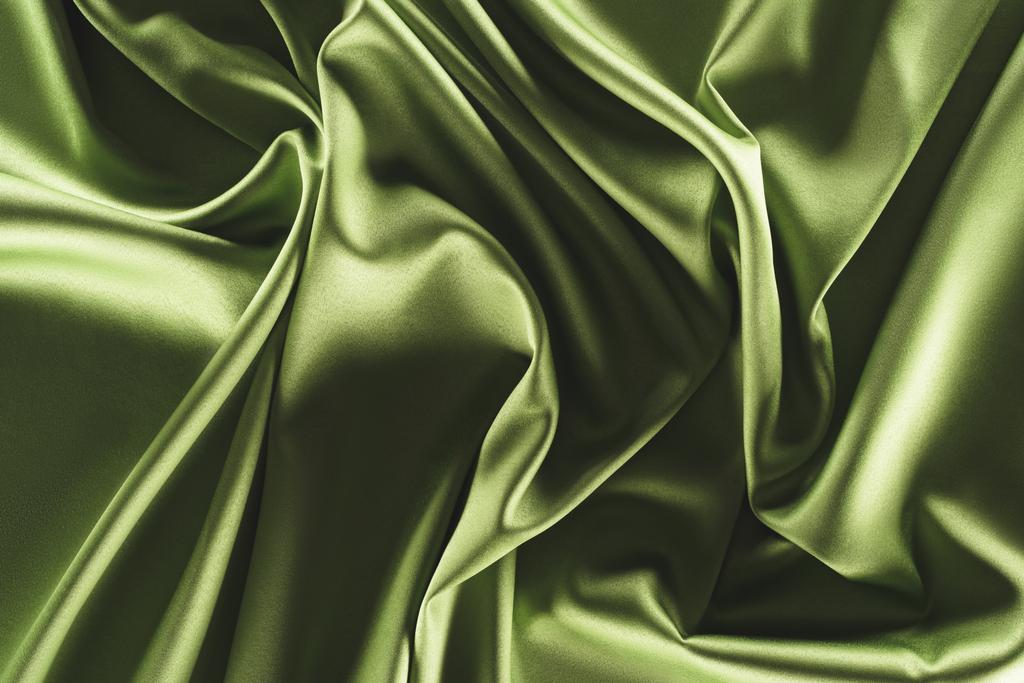 vista de cerca de tela de seda verde elegante como telón de fondo
 - Foto, imagen