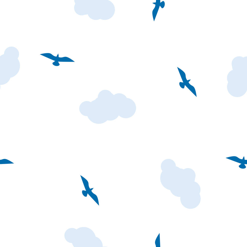 vector naadloze vogel patroon, wit en blauw kleuren - Vector, afbeelding