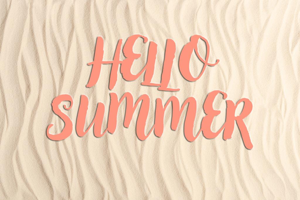 Hello summer inscription on sandy beach - Photo, Image