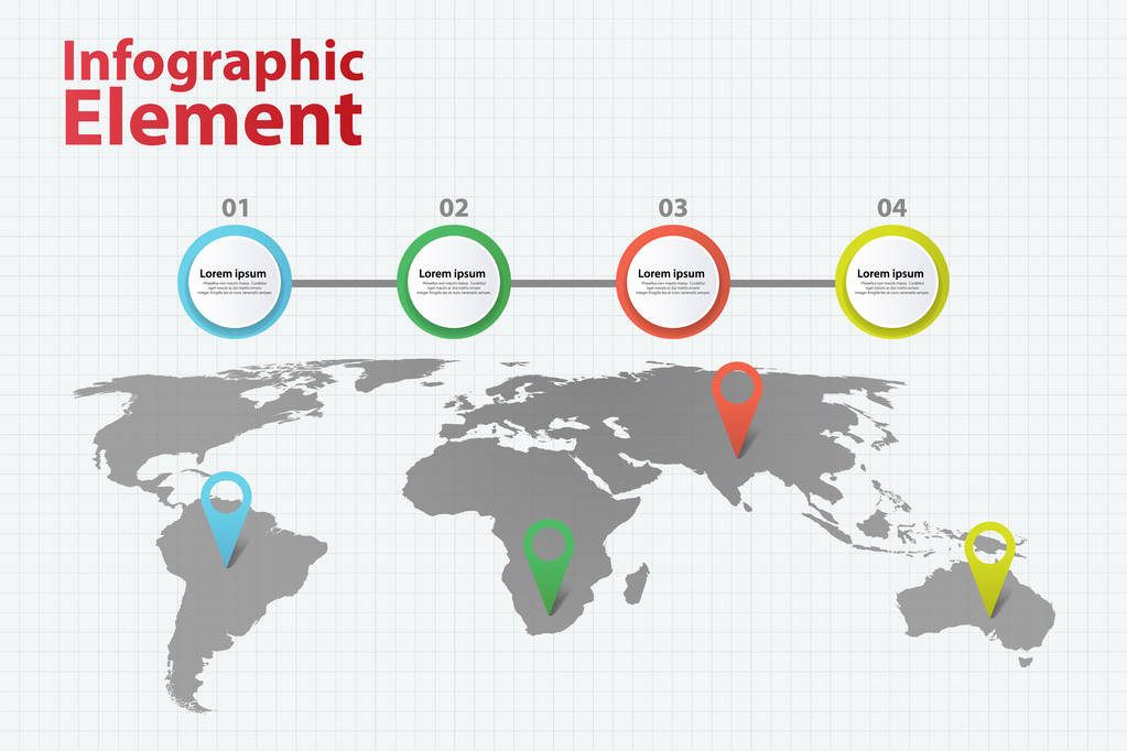 Infografinen elementti Maailman kartta Infografiikka 4 eri vaihtoehto
 - Vektori, kuva