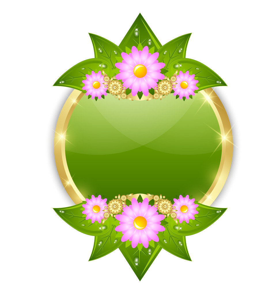 Flower plaque template - Vector, Image