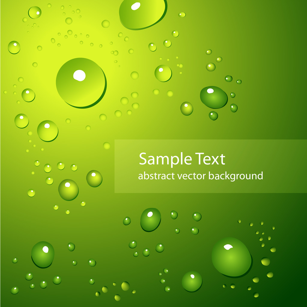 абстрактный фон с капельками воды на зеленом - векторная иллюстрация
 - Вектор,изображение