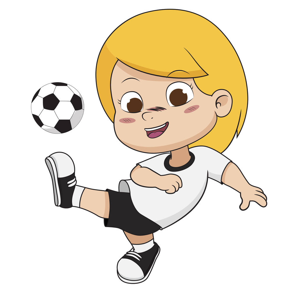 ποδοσφαιριστής παιδί κινουμένων σχεδίων. - Διάνυσμα, εικόνα