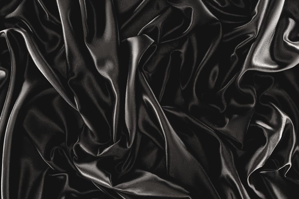 πλήρους καρέ μαύρο κομψό μεταξωτό ύφασμα ως φόντο - Φωτογραφία, εικόνα