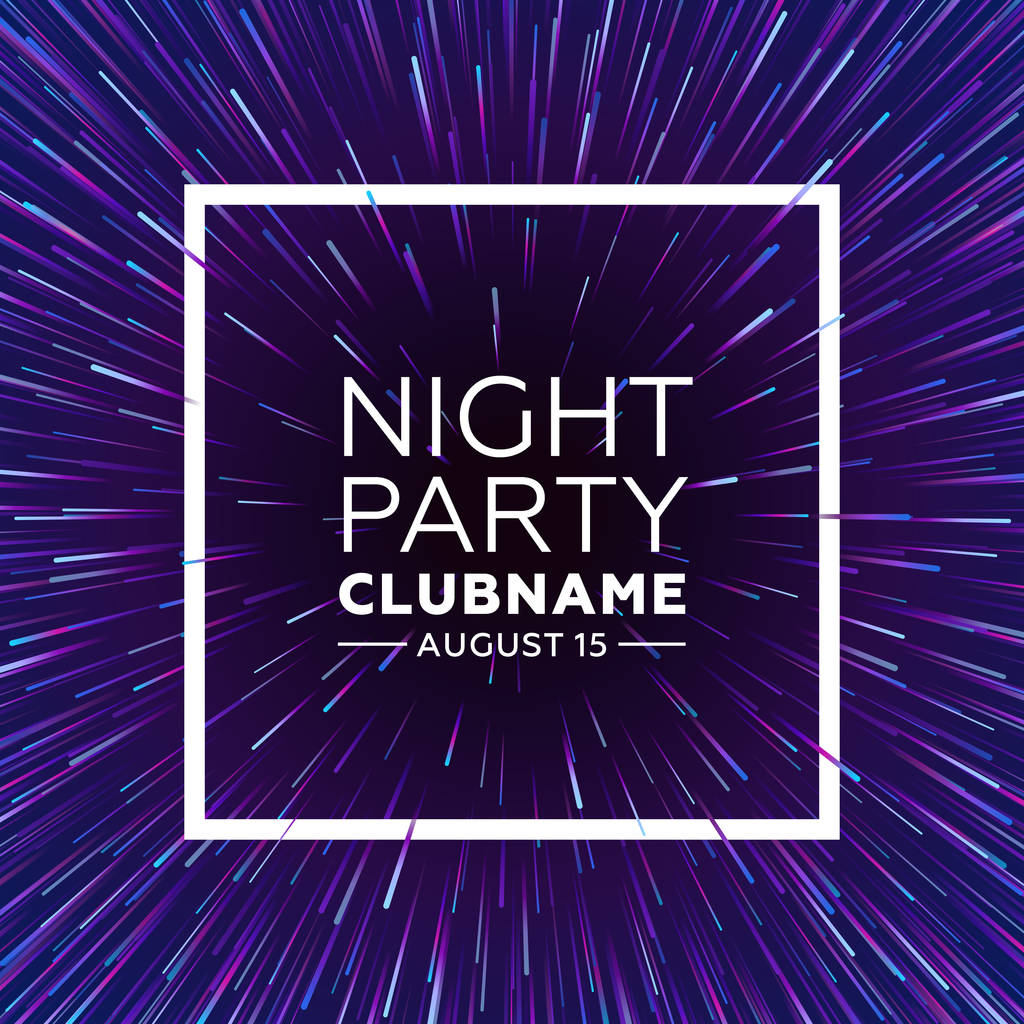 Modello di poster della festa notturna con spazio e stelle su sfondo scuro
  - Vettoriali, immagini
