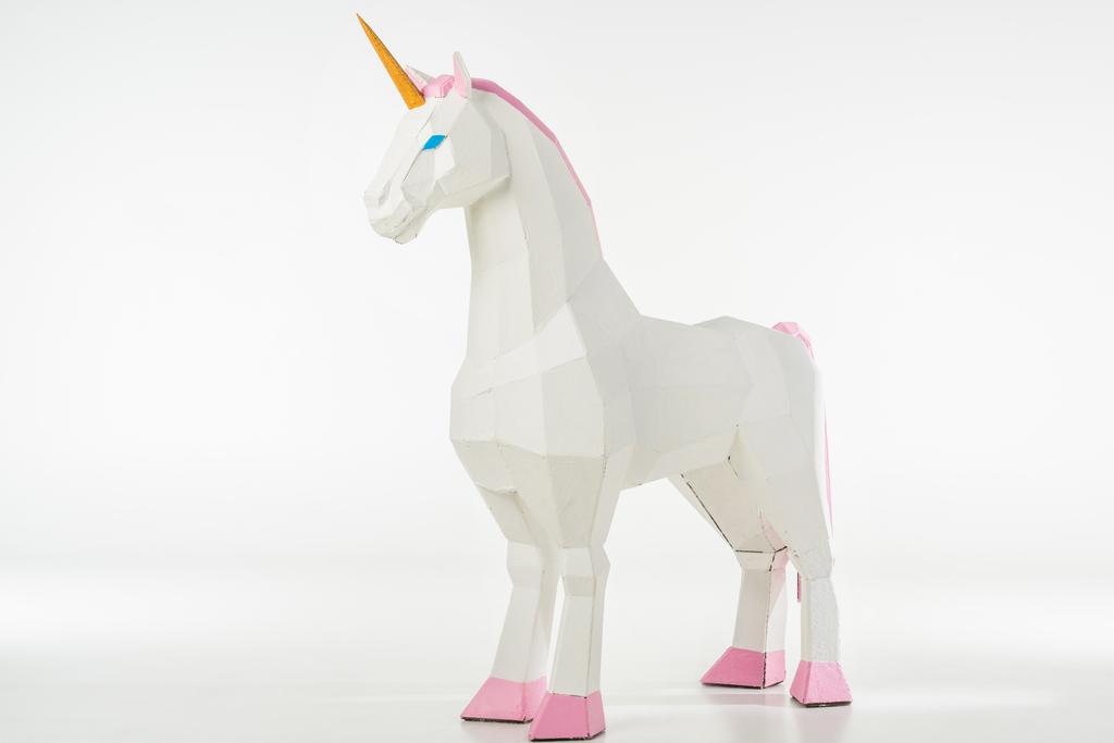 unicorn toy with golden horn on white - Photo, Image