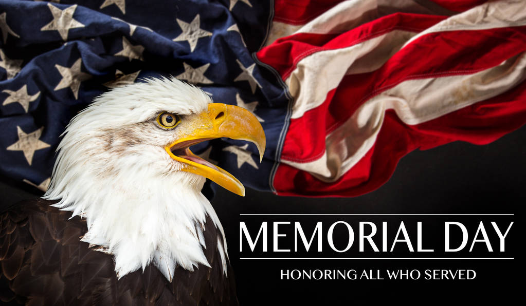 Bandera americana con el texto Memorial day
. - Foto, imagen