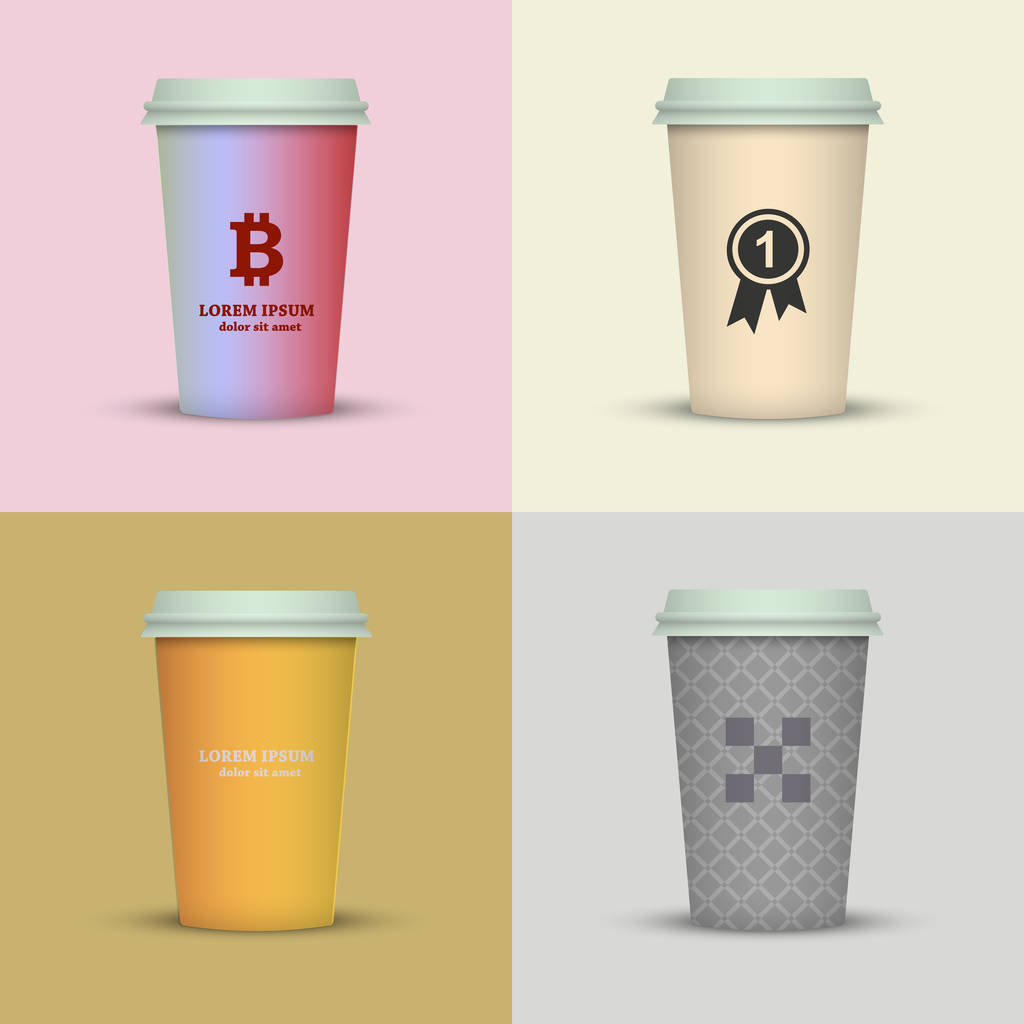 Set de diseño creativo de tazas de café para llevar
. - Vector, Imagen