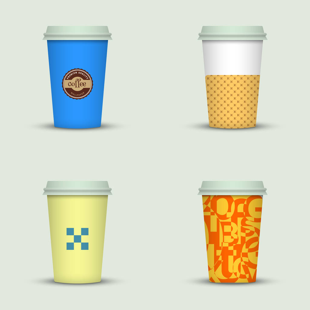 set di tazze da caffè cappuccino creative
 - Vettoriali, immagini
