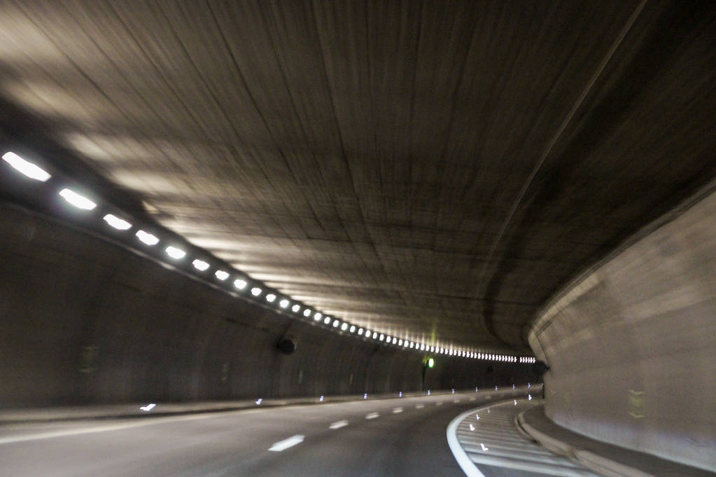 Driving by car through mountain tunnels. - Photo, Image