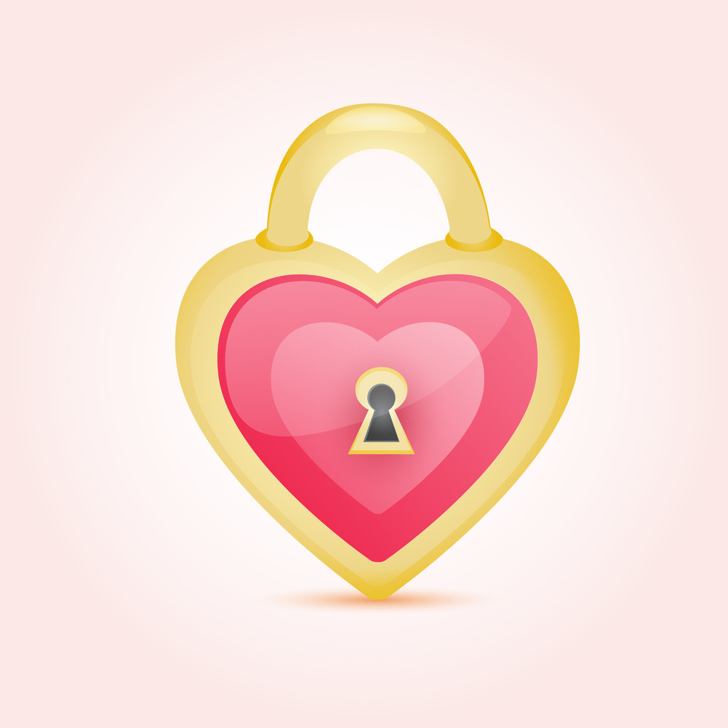 Serratura decorativa dorata a forma di cuore
 - Vettoriali, immagini