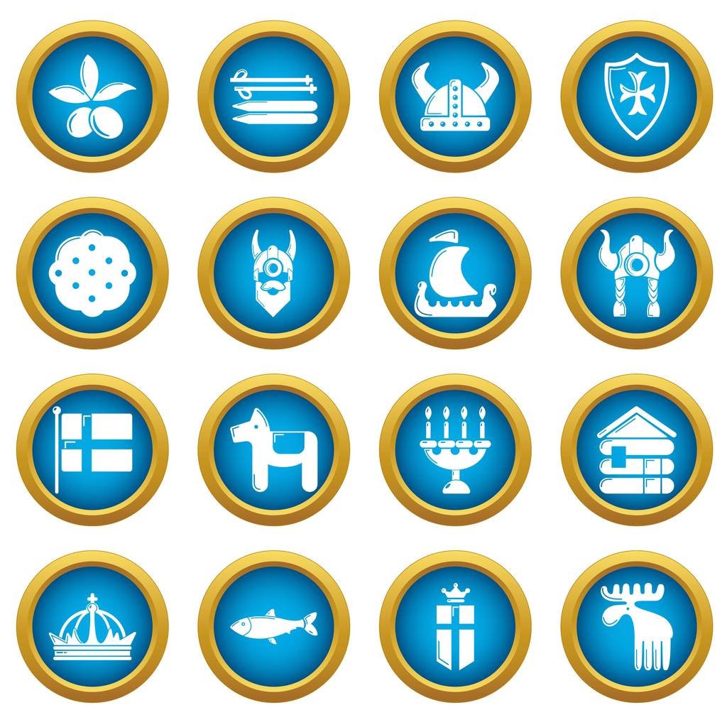 Suecia conjunto de iconos de viaje, estilo simple
 - Vector, Imagen