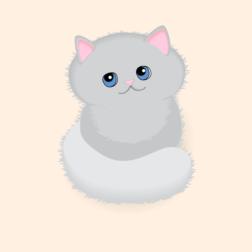 Pretty grey kitten with blue eyes - vector illustration - Wektor, obraz