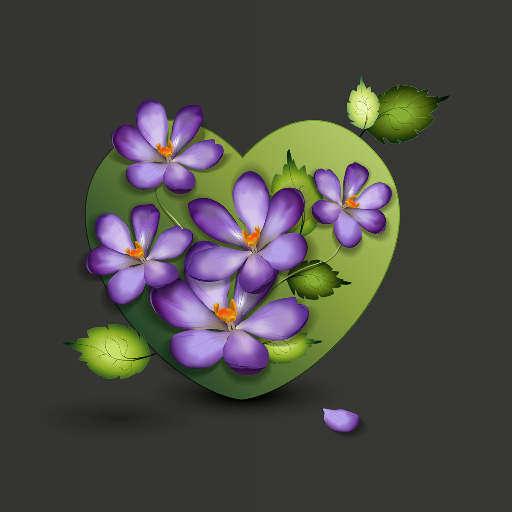 Flowers of a lilac in the form of a heart. Valentine's day. Vector illustration - Vector, Image