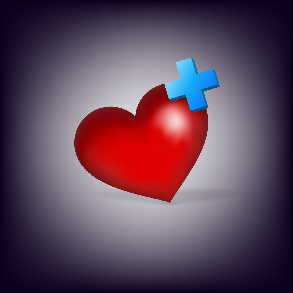 Herz mit Kreuz. medizinische Ikone . - Vektor, Bild