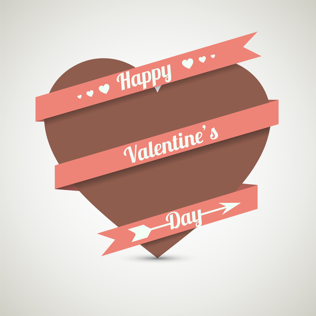 Heart with ribbon. Vector greeting card for Valentine's day. - Vector, Image