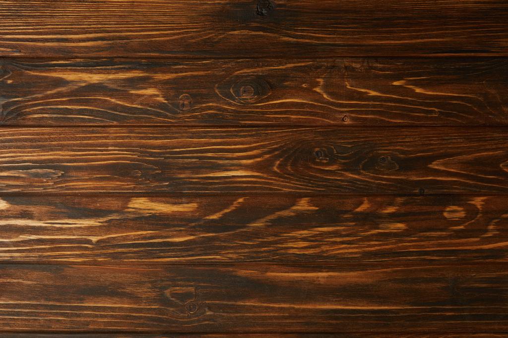 top view of brown wooden background with horizontal planks - Photo, Image
