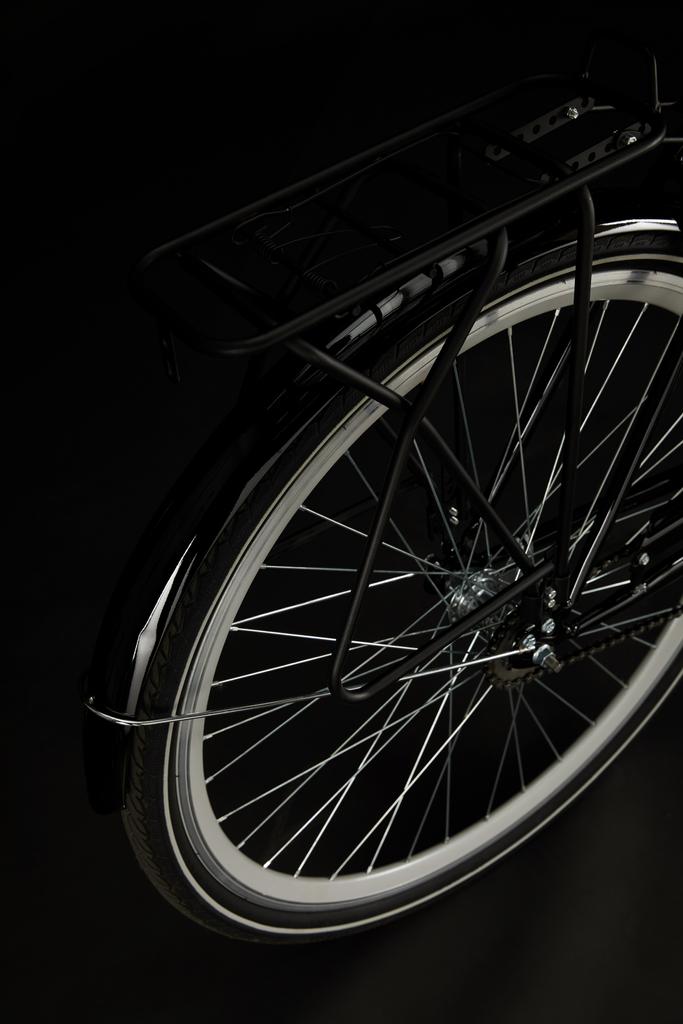 close-up view of wheel of classic bicycle isolated on black  - Photo, Image
