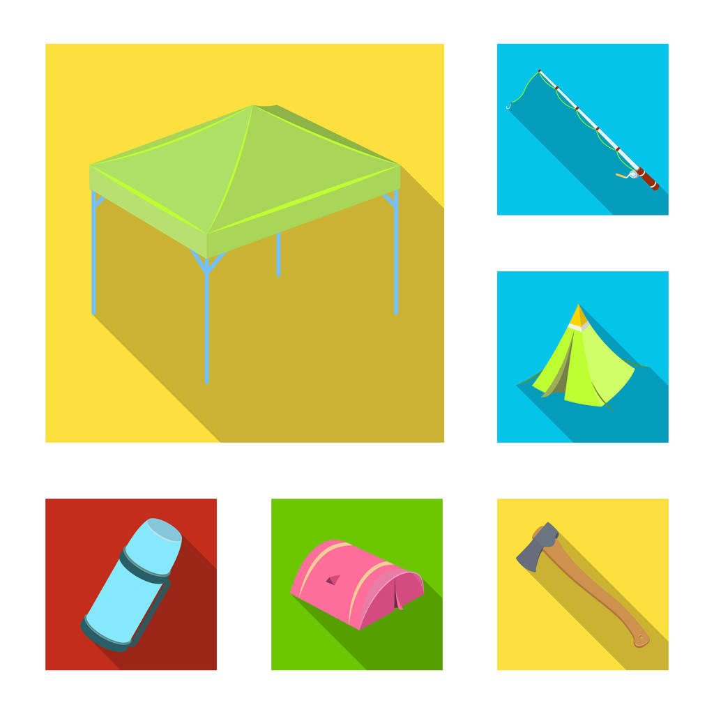 Verschillende soorten tenten plat pictogrammen in set collectie voor design. Tijdelijke opvang en vector-symbool woningvoorraad web illustratie. - Vector, afbeelding