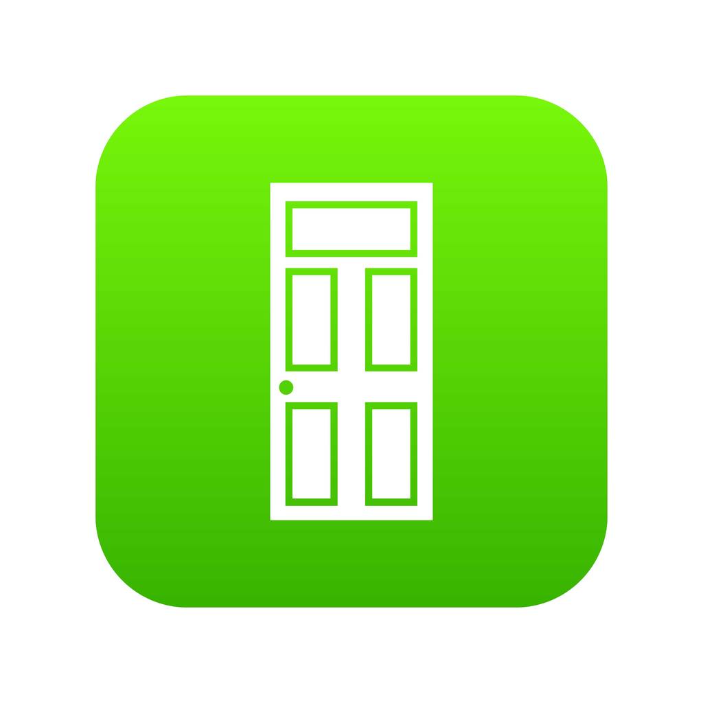 ガラス アイコン デジタル グリーン付き木製ドア - ベクター画像