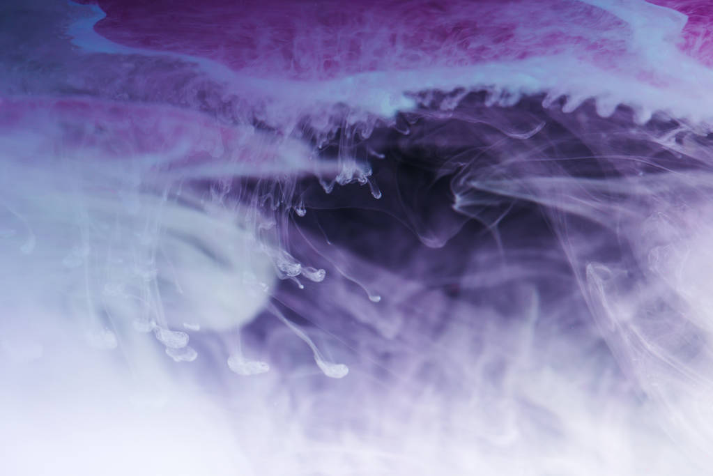 abstract blue, white and purple artistic background with flowing ink - Photo, Image