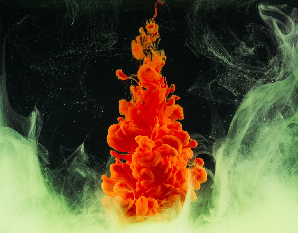 lähikuva kirkkaan abstrakti oranssi maali räjähdys musta
 - Valokuva, kuva