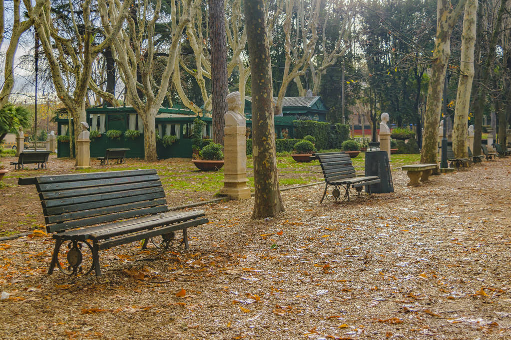 Scène hivernale au parc Villa Borghese à Rome, Italie
 - Photo, image