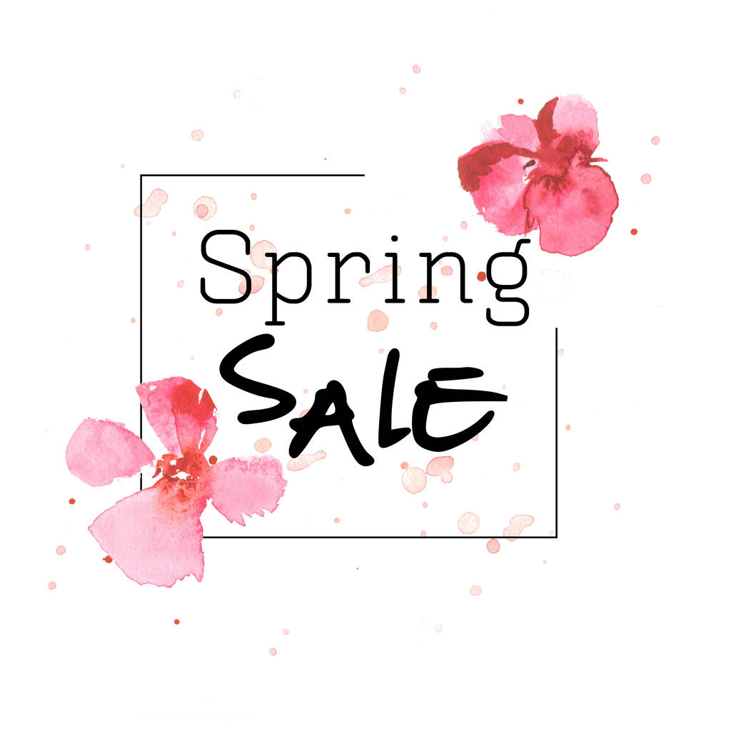 conception de vente de printemps avec des fleurs d'aquarelle rose et éclaboussures
 - Photo, image