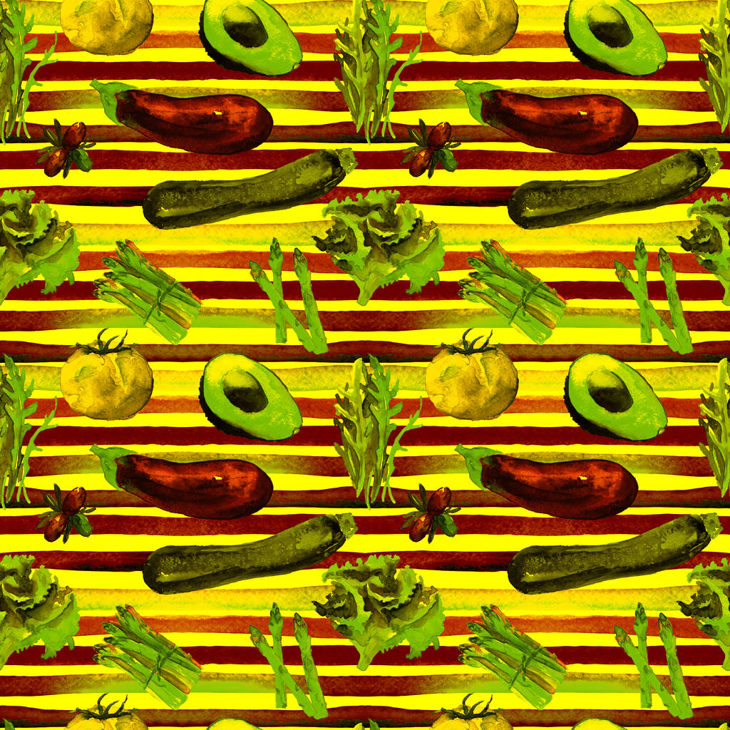 野菜のシームレスなパターン。健康的な食品の繰り返しパターン.  - 写真・画像