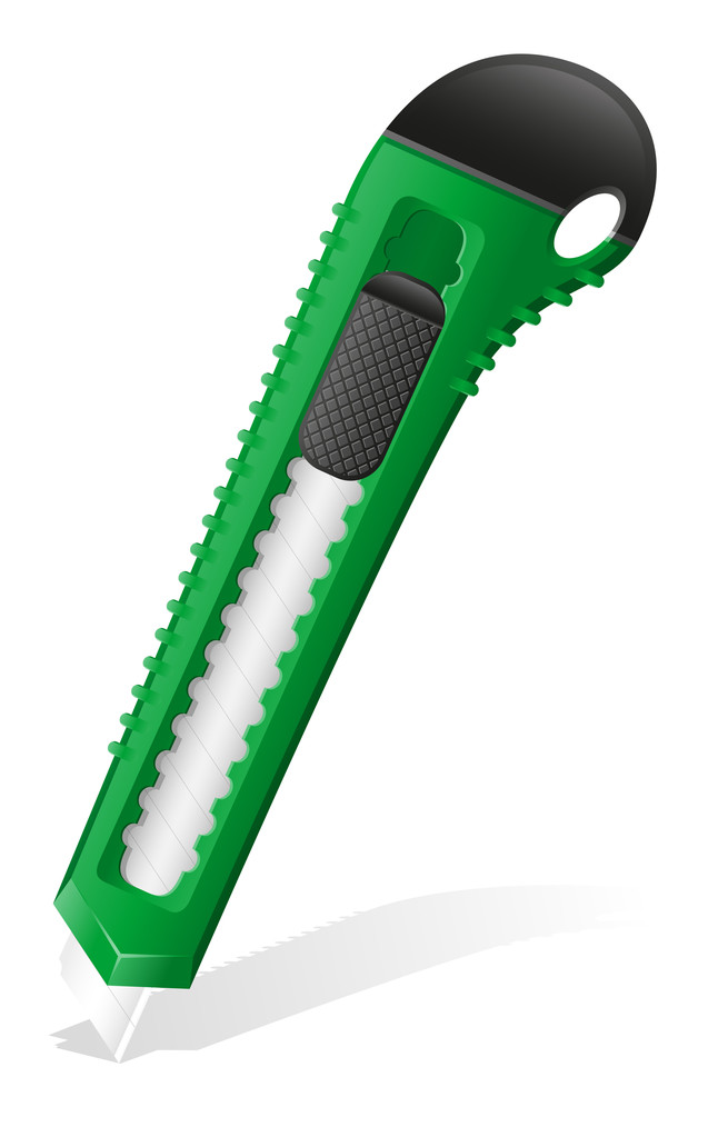 stationery green knife vector illustration - Vector, Image