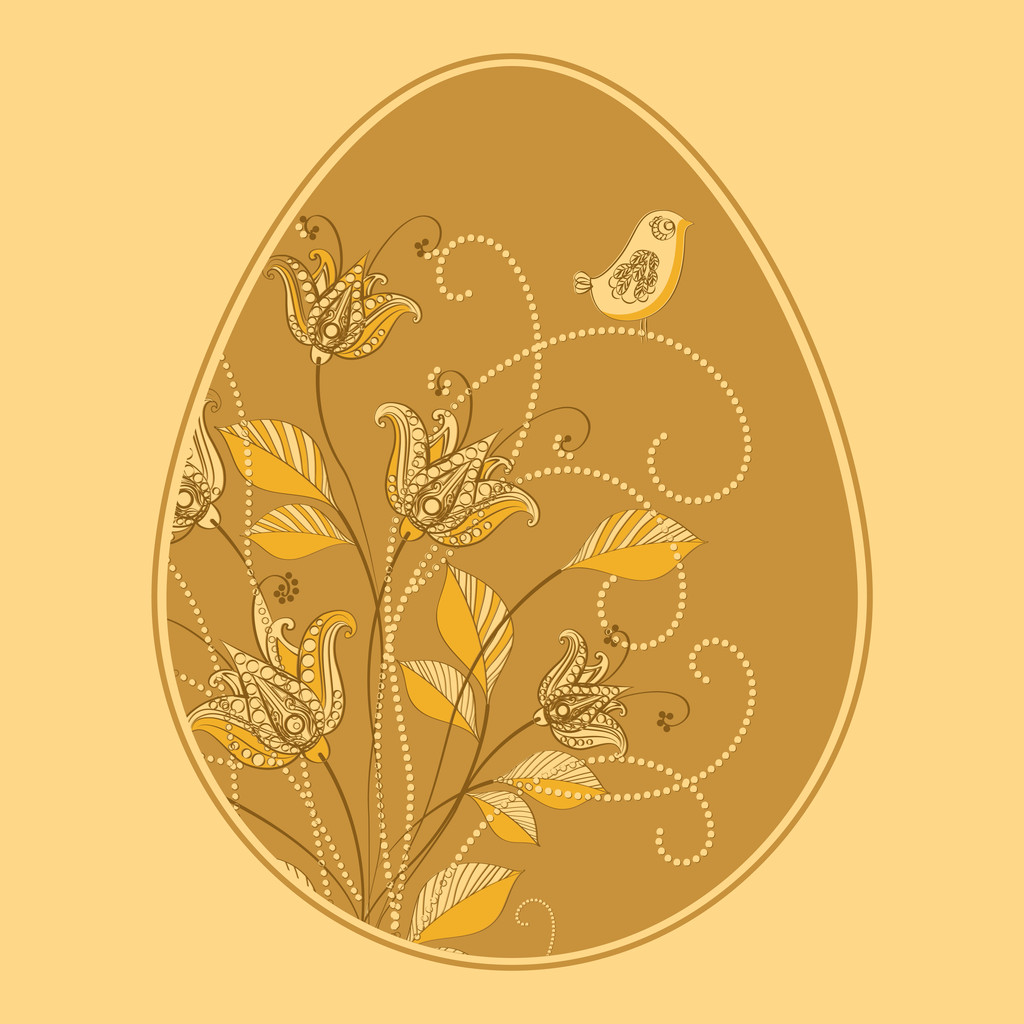 Ilustração vetorial de um ovo de Páscoa floral
. - Vetor, Imagem