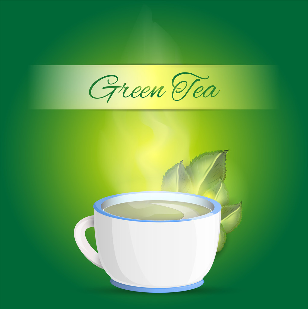 Cup Of Green Tea Background - Vector Free Stock Vector Graphic Image