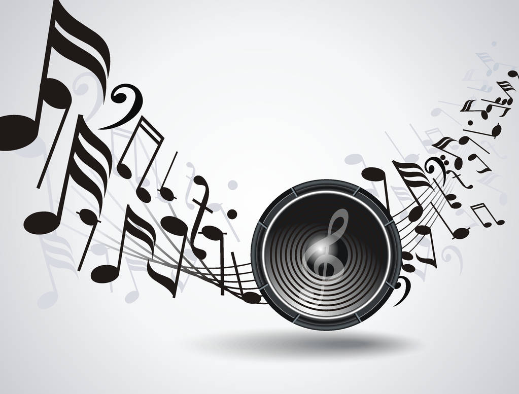 Vector background with  audio speake and music notes. - Vector, Image