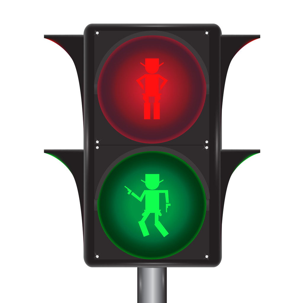 Vector of traffic light with cowboy - Vector, Image