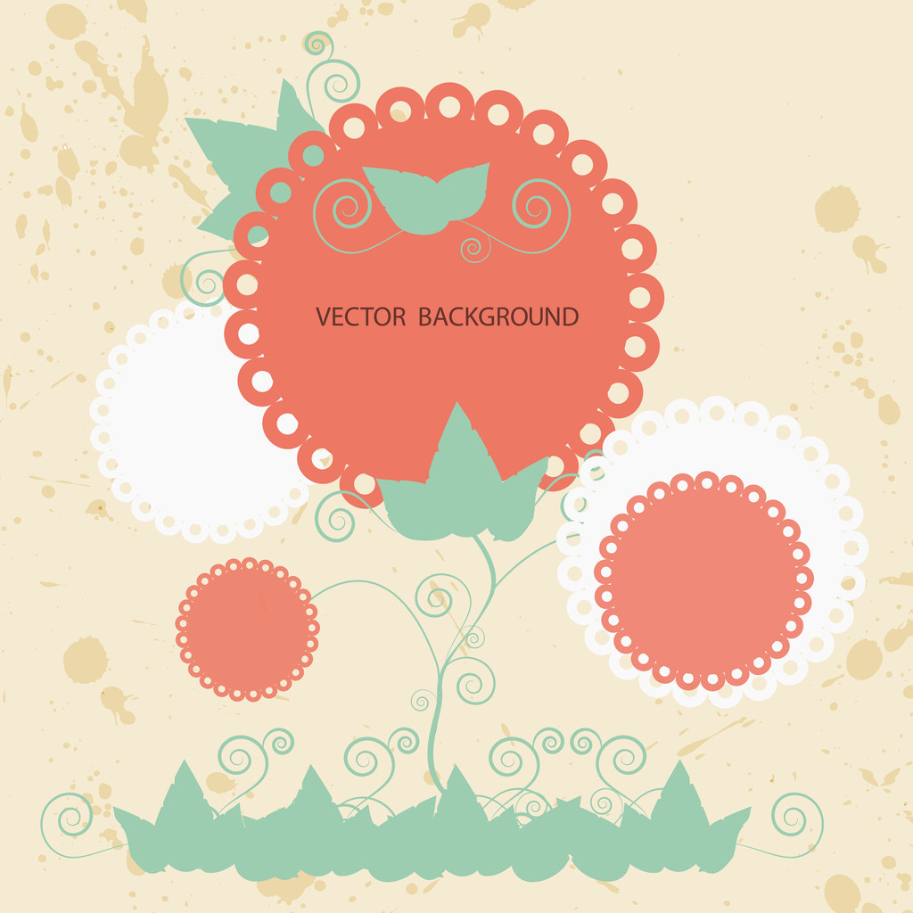 Etiqueta de encaje de fondo floral
 - Vector, Imagen