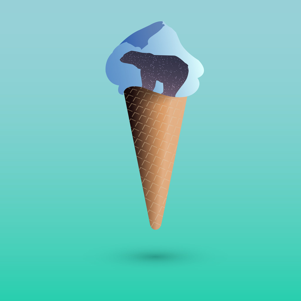 Vector illustration of ice creame with polar bear. - Vector, Image